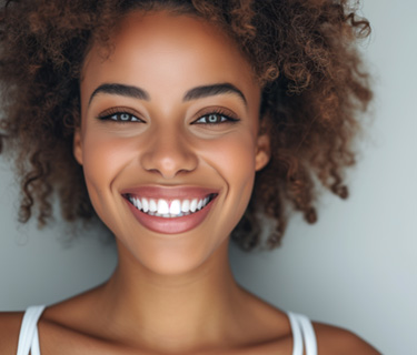 Woman smiling after receiving whitening treatment